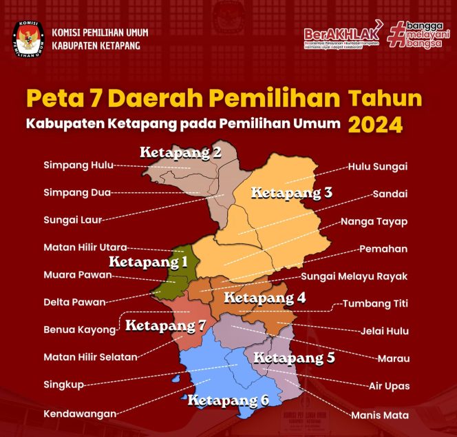 
					Peta 7 Daerah Pemilihan  Pada Pemilu 2024 di Kabupaten Ketapang