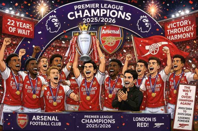 
					Penantian 22 Tahun Berakhir, Arsenal Resmi Juara Liga Inggris Musim 2025/2026